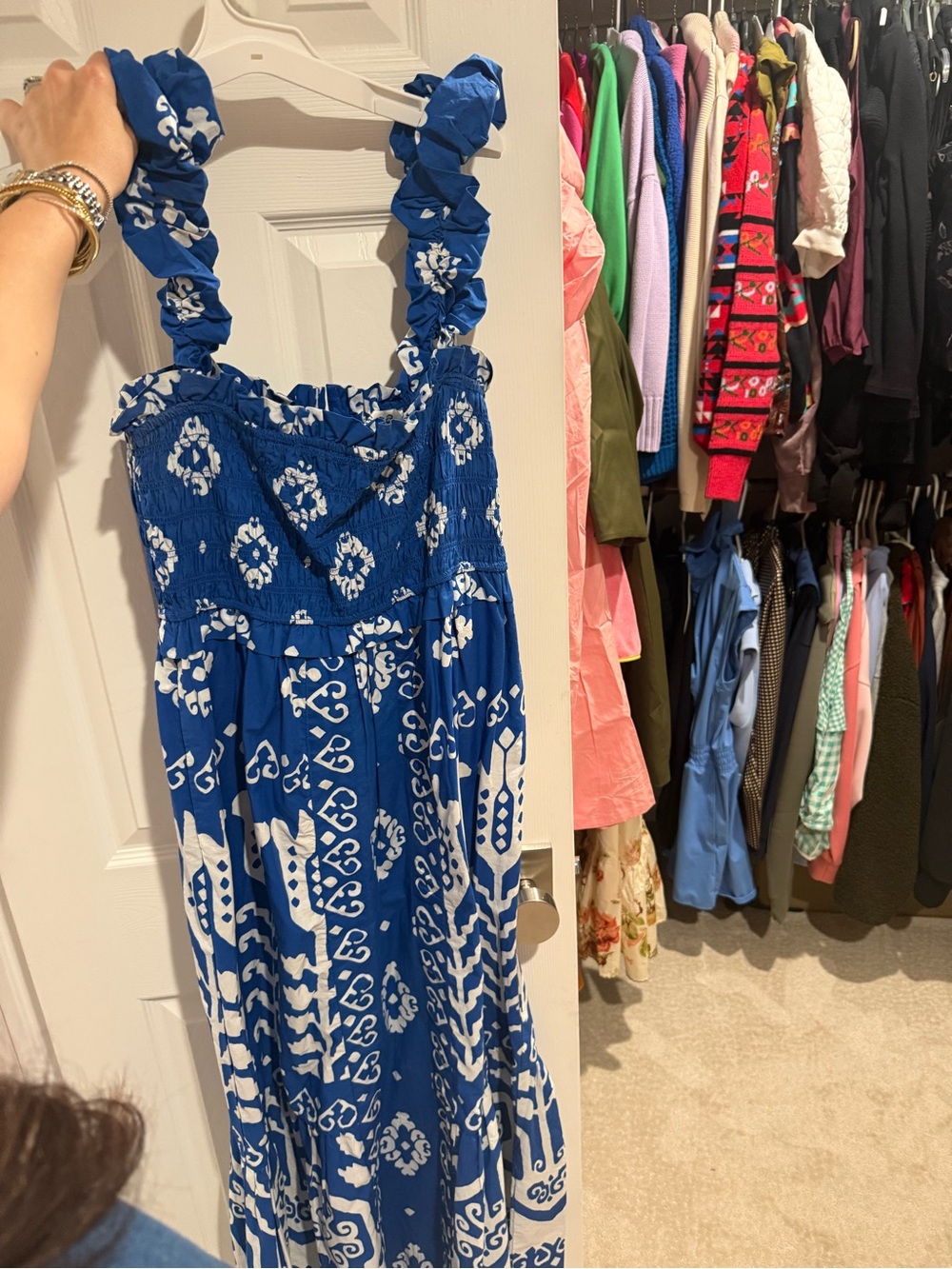 SEA New York Blue and white smocked dress